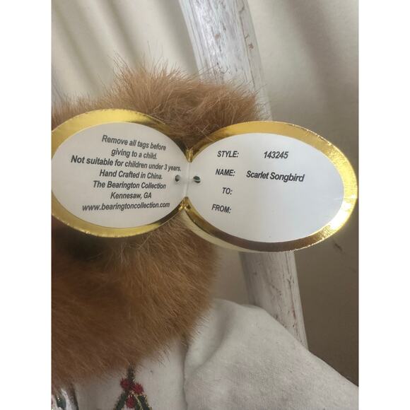 Bearington Bears collection “Scarlet Songbird” Musical Plays “o Holy Night” RARE - Picture 8 of 9